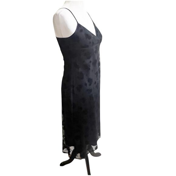 BCBG Y2K Whimsygoth Floral Dress Size 6 Black Mesh Overlay Witchy Dark Fairy - Picture 2 of 13